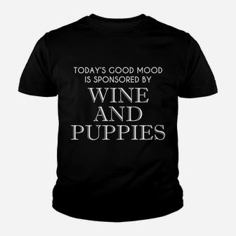 Wine And Puppies Good Mood Sponsered By Tee Youth T-shirt - Thegiftio UK