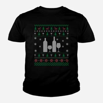 Wine Bottle & Glass Christmas Gifts For Women Men Wine Lover Sweatshirt Youth T-shirt | Crazezy CA