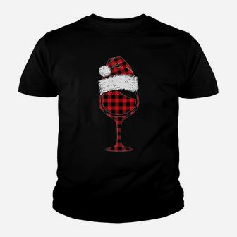 Wine Glasses Christmas Red Plaid Buffalo Funny Wine Lover Youth T-shirt | Crazezy DE