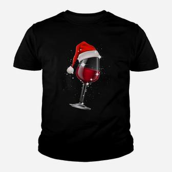 Wine Glasses Santa Hat Christmas Cann't Be Fun Without Wine Sweatshirt Youth T-shirt | Crazezy CA