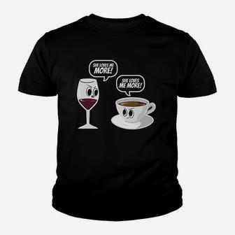 Wine Vs Coffee Youth T-shirt | Crazezy UK