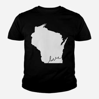 Wisconsin Love Heart Home State Midwest Wisco Vintage Retro Youth T-shirt | Crazezy UK