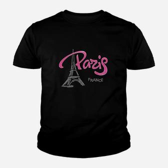 With Pink Paris Eiffel Tower Youth T-shirt | Crazezy CA