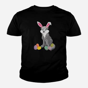 Wolf And Bunny Rabbit Hat Playing Easter Eggs Happy Youth T-shirt - Thegiftio UK