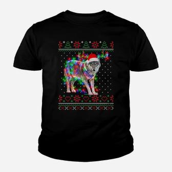 Wolf Animal Ugly Sweater Christmas Puppy Animal Lover Youth T-shirt | Crazezy AU