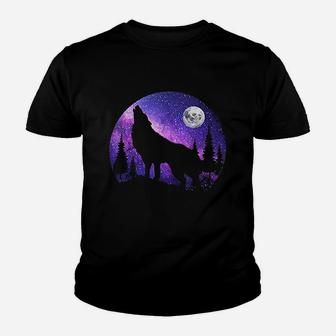 Wolf Under The Full Moon Youth T-shirt | Crazezy