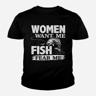 Woman Want Me Fish Fear Me Youth T-shirt | Crazezy DE