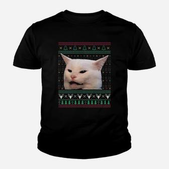 Woman Yelling At A Cat Ugly Xmas Sweaters Funny Meme Dress Youth T-shirt | Crazezy DE