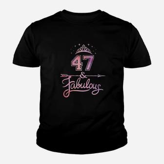 Women 47 Years Old And Fabulous Happy 47Th Birthday Youth T-shirt | Crazezy