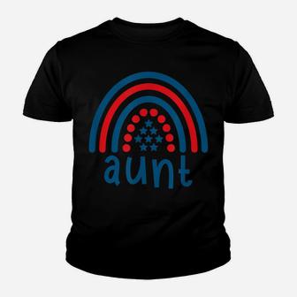 Women Aunt With Boho Rainbow 4Th July Design Funny Gift Youth T-shirt | Crazezy