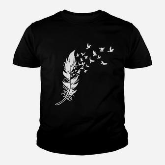 Women Feather Birds Youth T-shirt | Crazezy AU