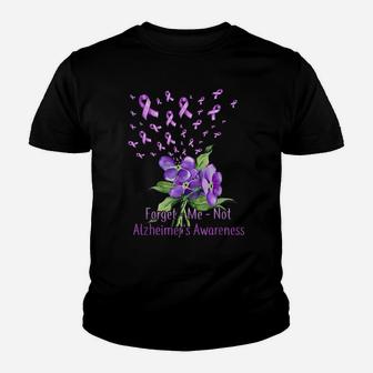 Women Forget Me Not Flower Alzheimer's Awareness Month Youth T-shirt | Crazezy DE