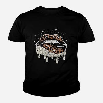 Women Lips Leopard Print Youth T-shirt | Crazezy