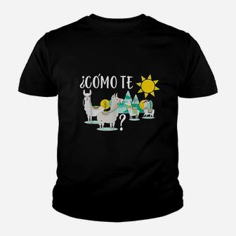 Women Llama Como Te Llamas Funny Spanish Teacher Gift Youth T-shirt | Crazezy