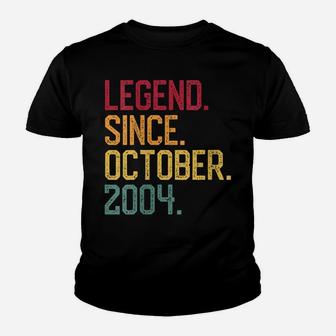 Womens 15Th Birthday Gifts Legend Since October 2004 15 Years Old Youth T-shirt | Crazezy