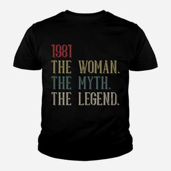 Womens 1981 Woman Myth Legend Retro 39 Year Old 39Th Birthday Women Youth T-shirt | Crazezy