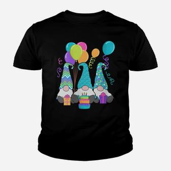 Womens 3 Birthday Gnomes Birthday Cake, Presents, Confetti Youth T-shirt | Crazezy