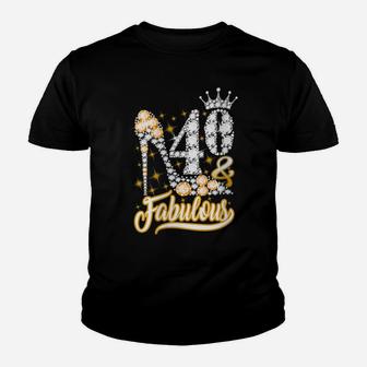 Womens 40 & Fabulous 40 Years Old 40Th Birthday Diamond Crown Shoes Youth T-shirt | Crazezy AU