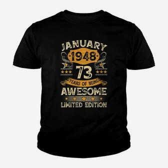 Womens 73 Years Old Gifts Vintage January 1948 73Rd Birthday Gift Youth T-shirt | Crazezy