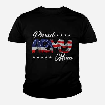 Womens American Flag Bold Proud Army Mom Youth T-shirt | Crazezy