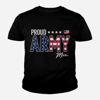 Womens American Flag Proud Army Mom Youth T-shirt | Crazezy CA