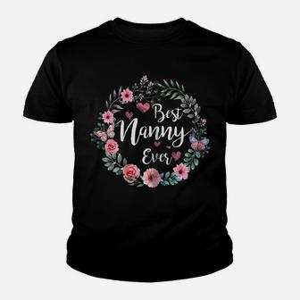Womens Best Nanny Ever Circle Flower Mother's Day Gift Youth T-shirt | Crazezy UK