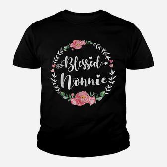 Womens Blessed Nonnie Cute Flower Nonnie Gift Youth T-shirt | Crazezy DE