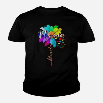 Womens Blessed Nonnie Flower Funny Nonnie Flower Mother's Day Gift Youth T-shirt | Crazezy CA