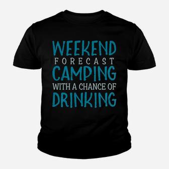 Womens Camping T-Shirts For Women Funny Mom Gift Weekend Forecast Youth T-shirt | Crazezy DE
