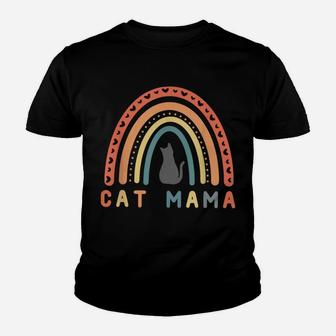 Womens Cat Mama Rainbow Shirt Cat Mom Cat Lovers Youth T-shirt | Crazezy CA