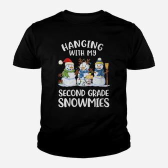 Womens Chillin' With My Second Grade Snowmies Teacher Xmas Gifts Youth T-shirt | Crazezy