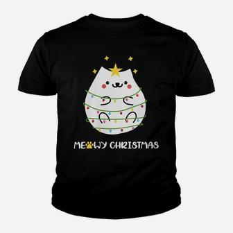 Womens Christmas Cat Lovers Funny Ugly Sweater Pajama Polar Express Youth T-shirt | Crazezy