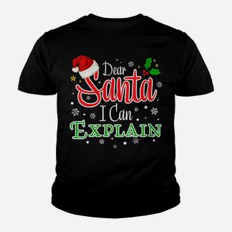 Womens Christmas Dear Santa I Can Explain Funny Santa Claus Joke Youth T-shirt | Crazezy DE