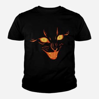 Womens Creepy Cat Face, Vintage Black Cat Lover, Retro Style Cats Youth T-shirt | Crazezy