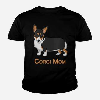 Womens Cute Black Tricolor Pembroke Welsh Corgi Mom Dog Lover Youth T-shirt | Crazezy AU