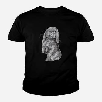Womens Cute Lop Eared Bunny Rabbit Drawing Youth T-shirt | Crazezy AU