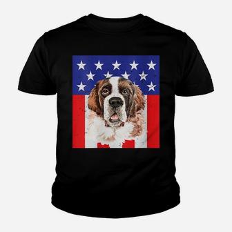 Womens Cute St Bernard Face Usa Star Spangled Proud Mom Dad Family Youth T-shirt | Crazezy