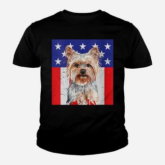 Womens Cute Yorkshire Terrier Usa Star Spangled Proud Mom Yorkie Youth T-shirt | Crazezy