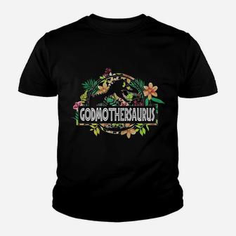Womens Dinosaur Mom Mothers Day Godmothersaurus T Rex Flower Gift Youth T-shirt | Crazezy AU