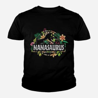 Womens Dinosaur Mom Mothers Day Nanasaurus T Rex Flower Gift Youth T-shirt | Crazezy