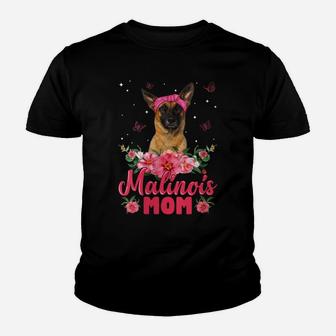 Womens Dog Mom Mother's Day Gifts Flowers Malinois Mom Youth T-shirt | Crazezy UK