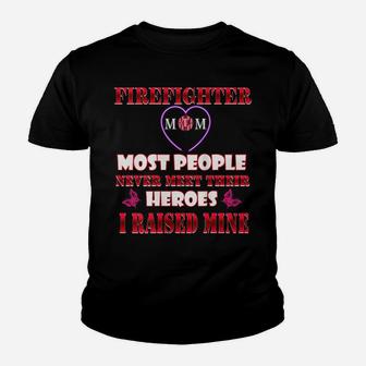 Womens Firefighter Mom Heroes Tshirt Proud Firemen Mothers Day Youth T-shirt | Crazezy AU