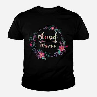 Womens Flower Floral Blessed Mamie Gifts Mothers Day Youth T-shirt | Crazezy