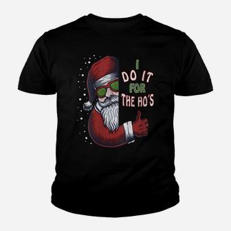 Womens Funny Christmas Dog Santa Hat I Do It For The Hos Gifts Idea Youth T-shirt | Crazezy AU