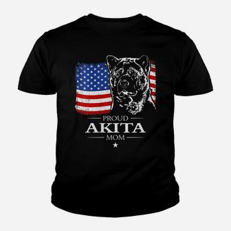 Womens Funny Proud Akita Mom American Flag Patriotic Dog Gift Youth T-shirt | Crazezy CA