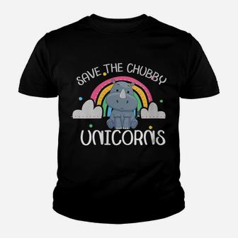 Womens Funny Rhino Animal Rights Vintage Save The Chubby Unicorns Youth T-shirt | Crazezy UK