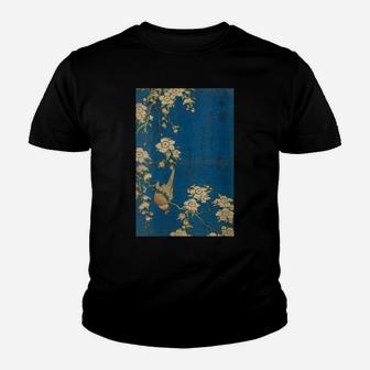 Womens Goldfinch And Cherry Tree Japanese Retro Art Youth T-shirt | Crazezy