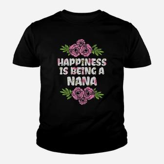 Womens Happiness Being Nana Flower Mothers Day Floral Grandma Women Youth T-shirt | Crazezy DE
