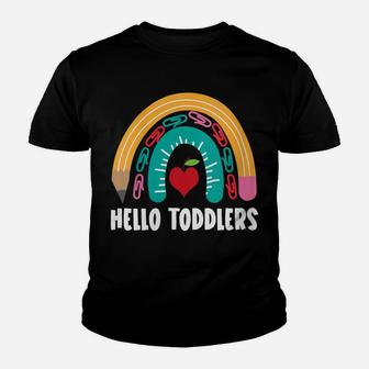 Womens Hello Toddlers, Funny Boho Rainbow For Teachers Youth T-shirt | Crazezy