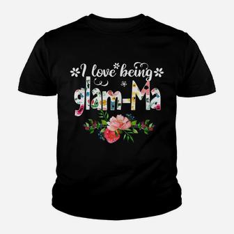 Womens I Love Being Called Glam-Ma Flower Youth T-shirt | Crazezy